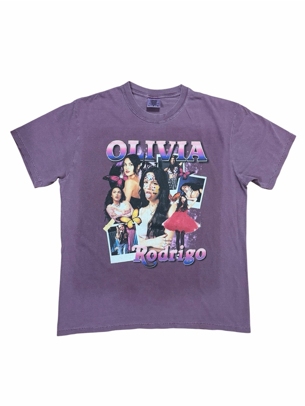 Comfort Colors Purple Collage Music Olivia Rodrigo Graphic Tee Unisex sz. L
